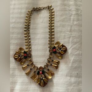 J. Crew Elegant Gold and Brown Statement Necklace